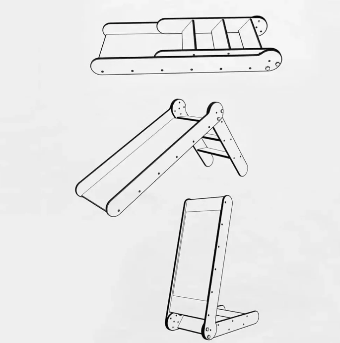 Kinderhuis Isla 2-in-1 Wooden Slide with Art Easel