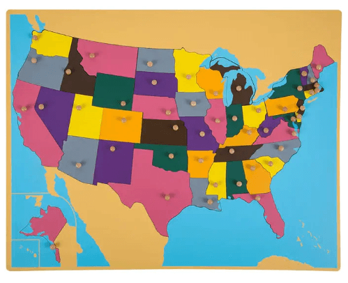 Kinderhuis Geography Map Cabinet with 8 Puzzle Maps