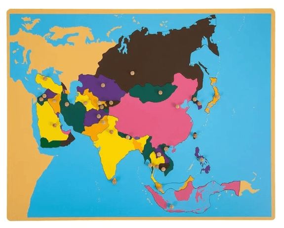 Kinderhuis Geography Map Cabinet with 8 Puzzle Maps