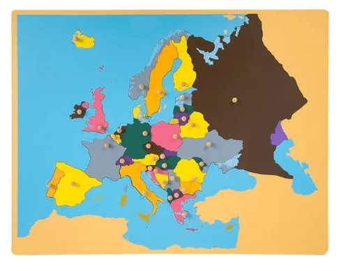 Kinderhuis Geography Map Cabinet with 8 Puzzle Maps