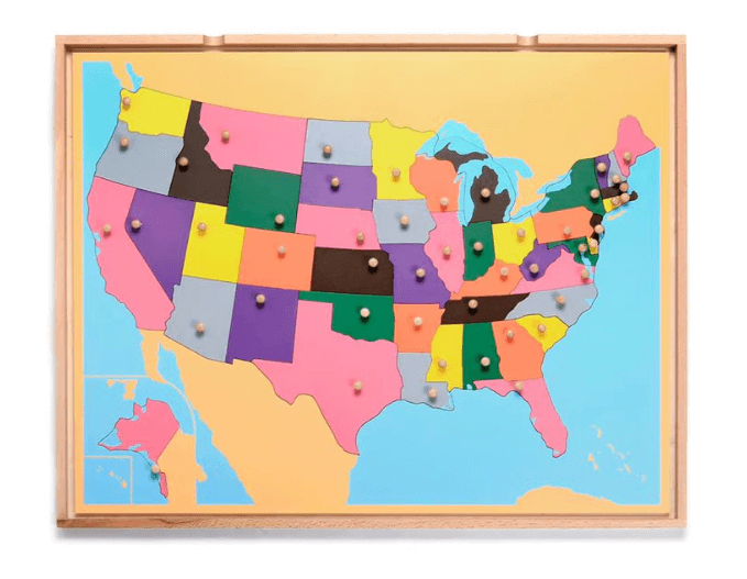 Kinderhuis Geography Premium Wooden Map Cabinet with Tray