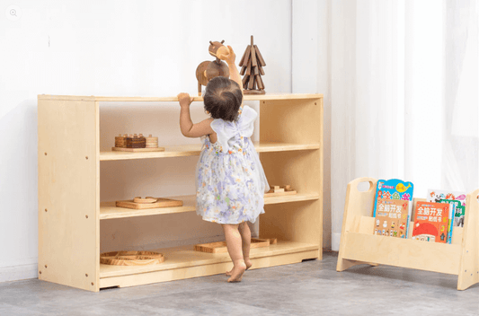 Kinderhuis Birch Wood 3-Shelf Montessori Toy Storage Cabinet