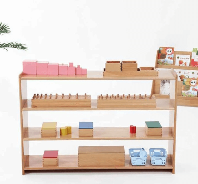 Kinderhuis Birch Wood 3-Shelf Montessori Toy Storage Cabinet