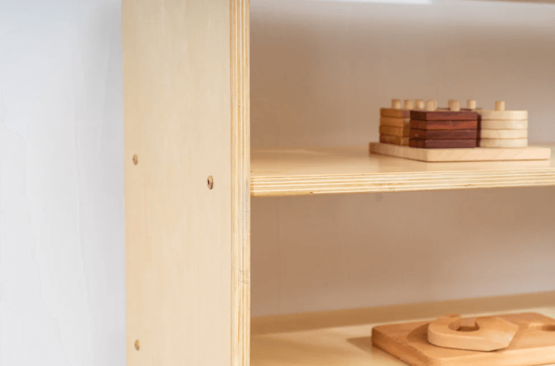 Kinderhuis Birch Wood 3-Shelf Montessori Toy Storage Cabinet