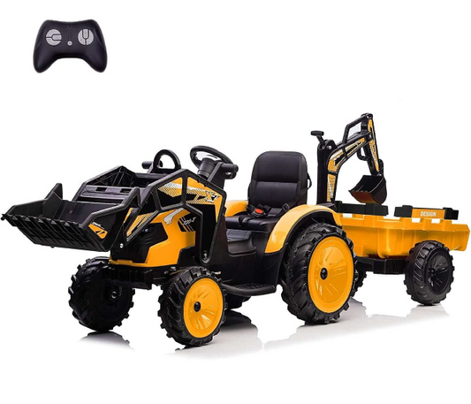 Magic Cars Electric Ride-On Tractor with Excavator