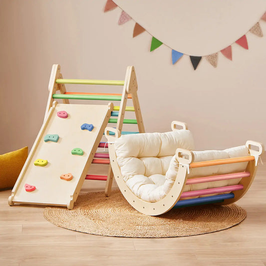 Tiny Land 7-in-1 Rainbow Climbing Set with Play Pad