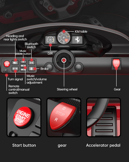 Magic Cars Kids Ride On Car Ferrari 488