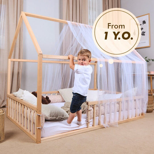 Goodevas Montessori House Bed with Fence