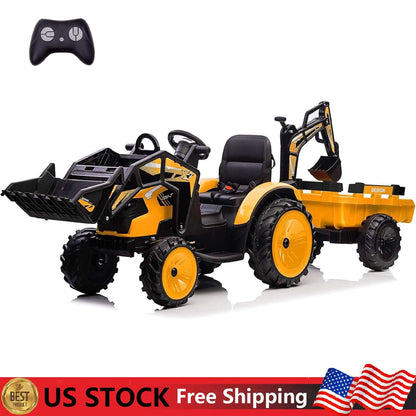 Magic Cars Electric Ride-On Tractor with Excavator