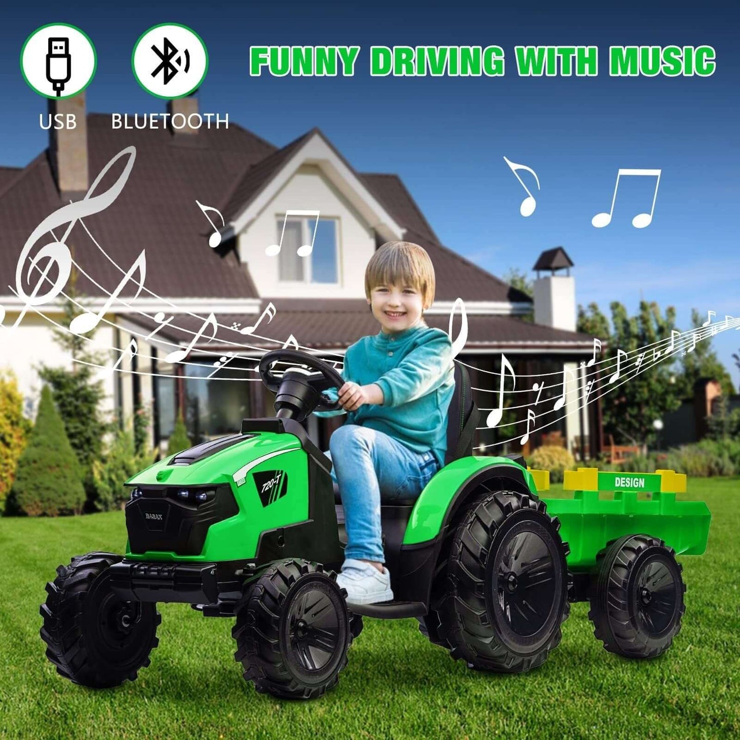 Magic Cars Electric Ride-On Tractor Excavator Bulldozer