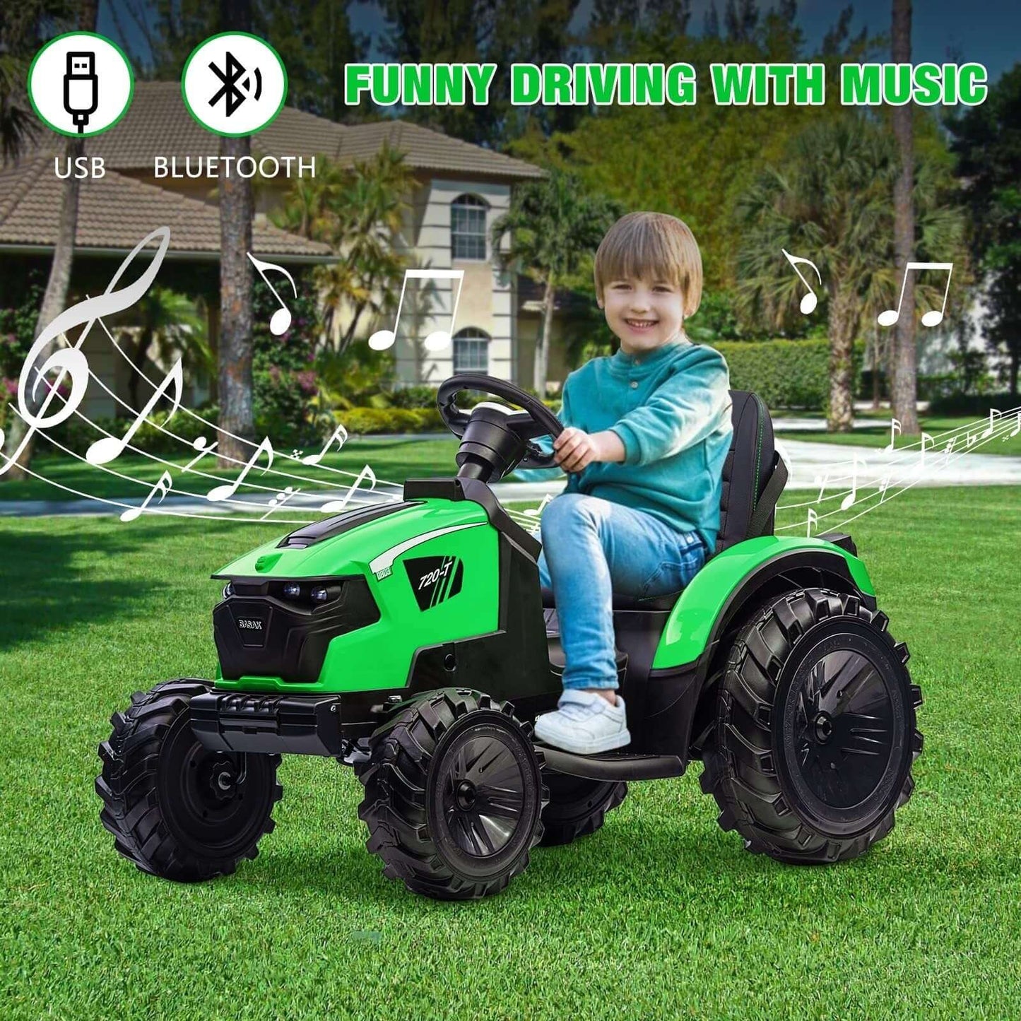Magic Cars Electric Ride-On Tractor Excavator Bulldozer