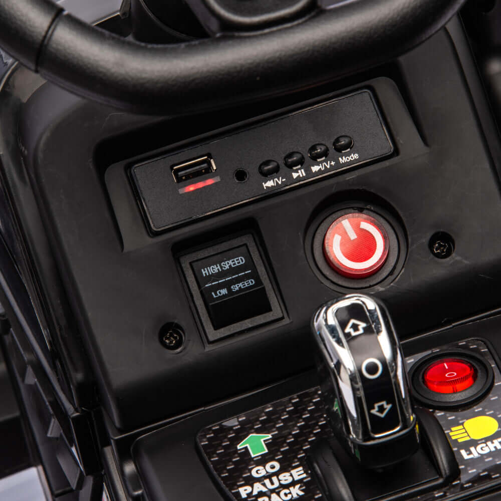 Magic Cars Electric Ride-On Black Tractor with Trailer