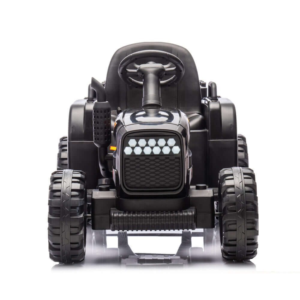 Magic Cars Electric Ride-On Black Tractor with Trailer