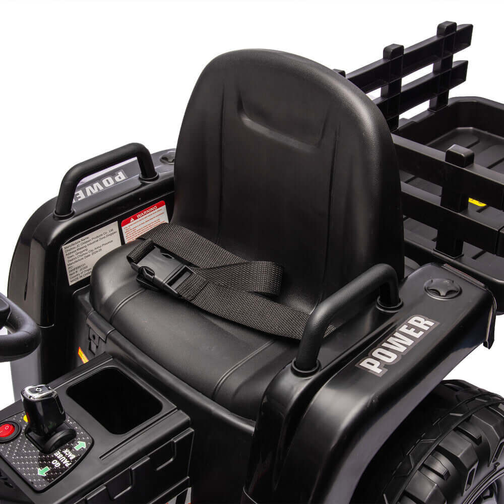 Magic Cars Electric Ride-On Black Tractor with Trailer