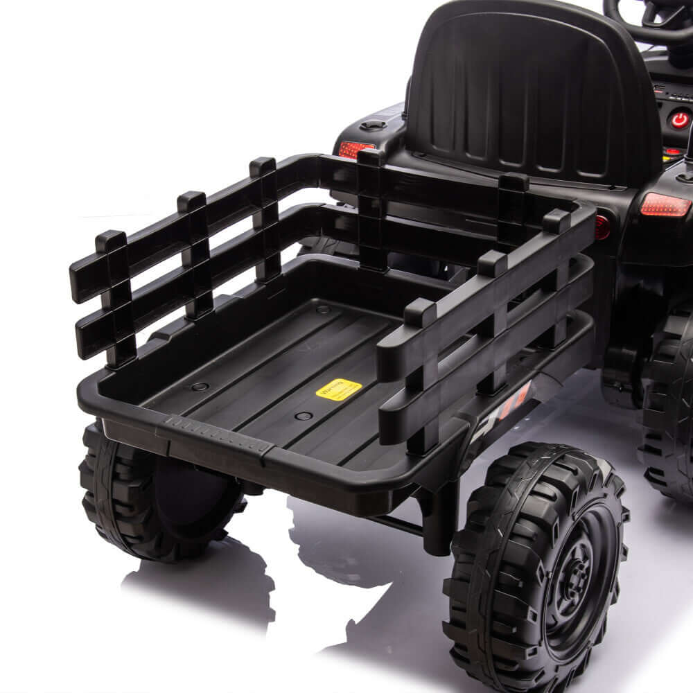 Magic Cars Electric Ride-On Black Tractor with Trailer