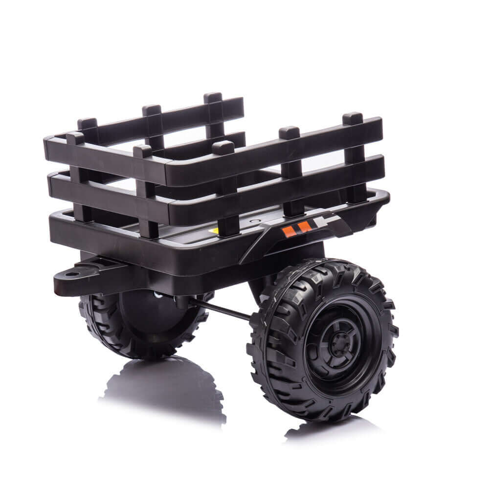 Magic Cars Electric Ride-On Black Tractor with Trailer