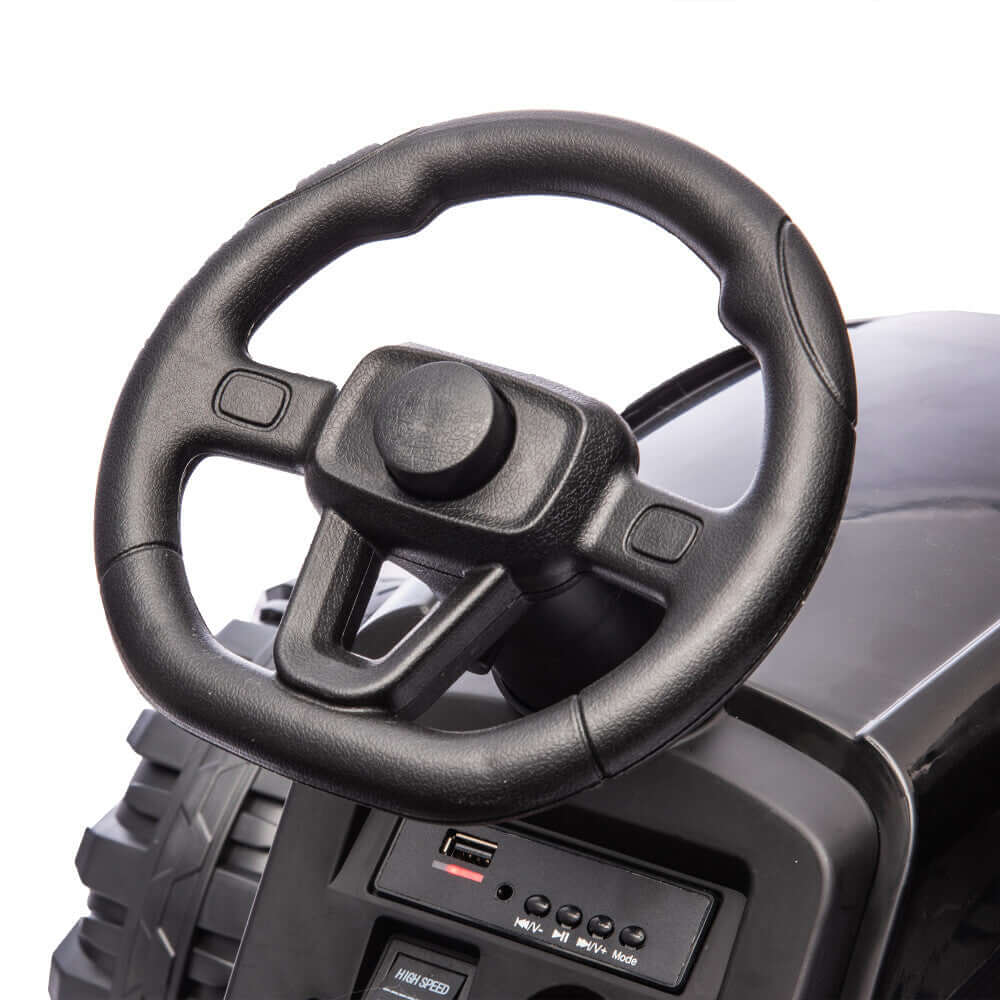 Magic Cars Electric Ride-On Black Tractor with Trailer