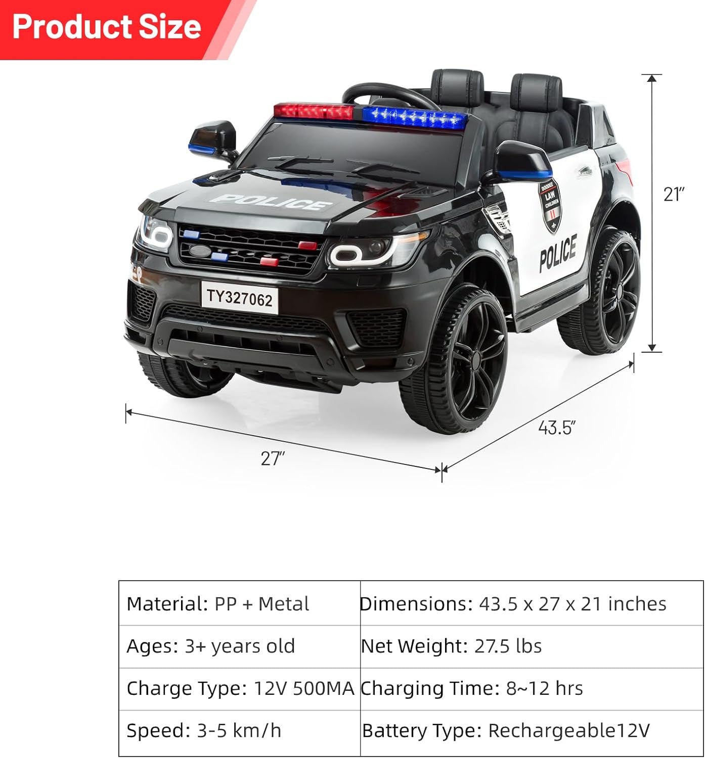 Magic Cars Ride-On Police Car